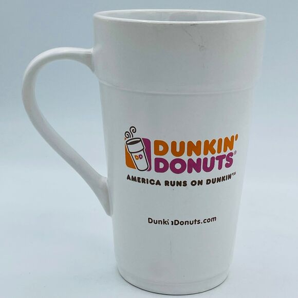 America Runs on Dunkin Donuts Tall Classic Ceramic Mug DD Iconic Symbols 18 oz. - Picture 1 of 10